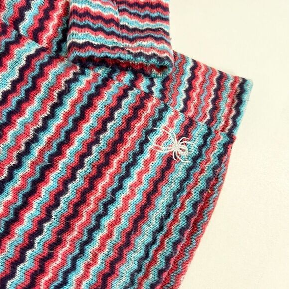 Spyder Pullover Sweater Womens 10 Blue Multi Zig Zag Stripe Quarter Zip Fleece - Picture 3 of 12